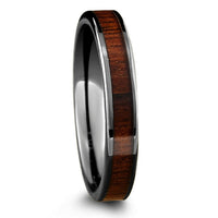 4mm High Tech Ceramic Koa Wedding Band With Flat Design
