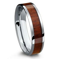 6mm Flat Profile Tungsten Wood Wedding Band  