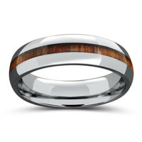 6mm Polished Titanium Koa Wood Wedding Band