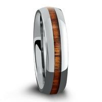 6mm Polished Titanium Koa Wood Wedding Band