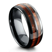 The Barrel Ceramic Koa Wood Wedding Ring - Mens Wooden Wedding Ring