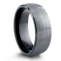 Introducing The Element – modern design meets rugged durability. Bold brushed top, polished black interior, crafted for the man who tackles life head-on. Men's Brushed Tungsten Wedding Band.