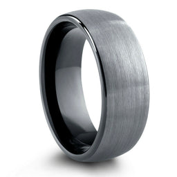 Introducing The Element – modern design meets rugged durability. Bold brushed top, polished black interior, crafted for the man who tackles life head-on. Men's Brushed Tungsten Wedding Band.