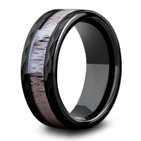 Mens Black Deer Antler Ring
