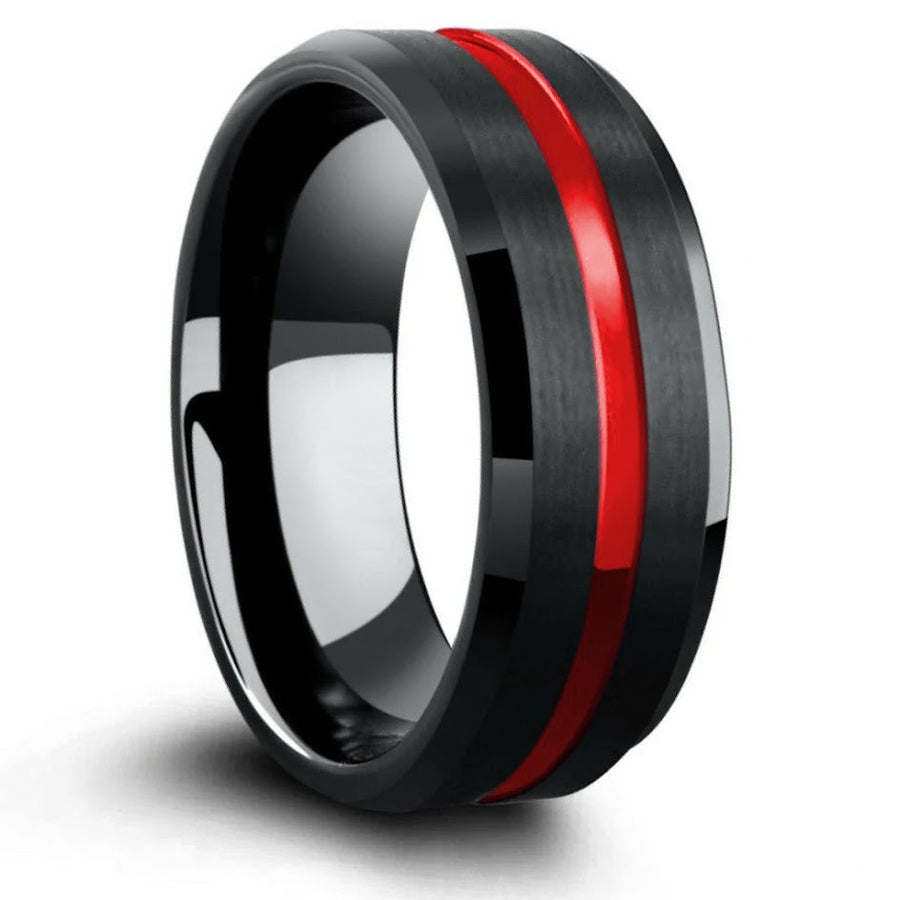 The Thin Red Line Ring - Men's Fire Fighter Wedding Band