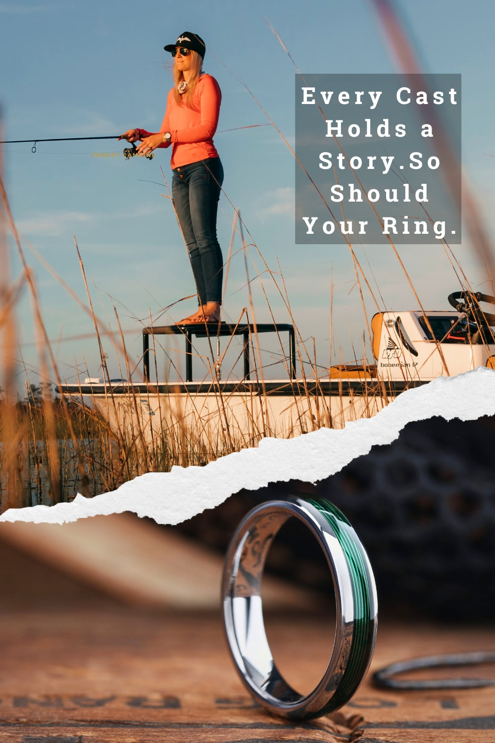 Women's Green Fishing Line Ring - Northern Royal