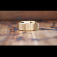 Golden Fored - Men's Gold Plated Tungsten Wedding Band with a Brushed Textured Finish and Polished Interior