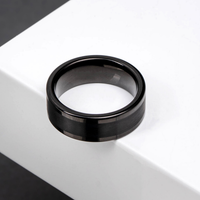 Men's Black Wedding Ring - Men's Modern Wedding Ring - Pipe Cut