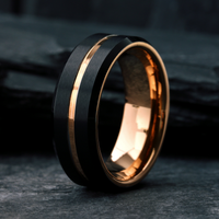 Mens Black and Rose Gold Wedding Ring
