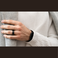 Nixon - Men's Black Wedding Band With Brushed Center and Polished Edges