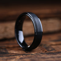 Men's Black Plated Tungsten Wedding Band - 6mm Width, Comfort Fit