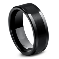 Men's Modern Wedding band With Brushed Textured Stripe
