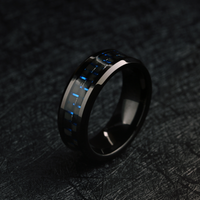 Men's Carbon Fiber Wedding Band Blue and Black