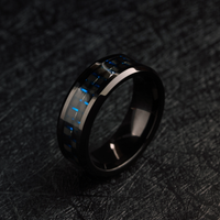 Men's Carbon Fiber Wedding Band Blue and Black