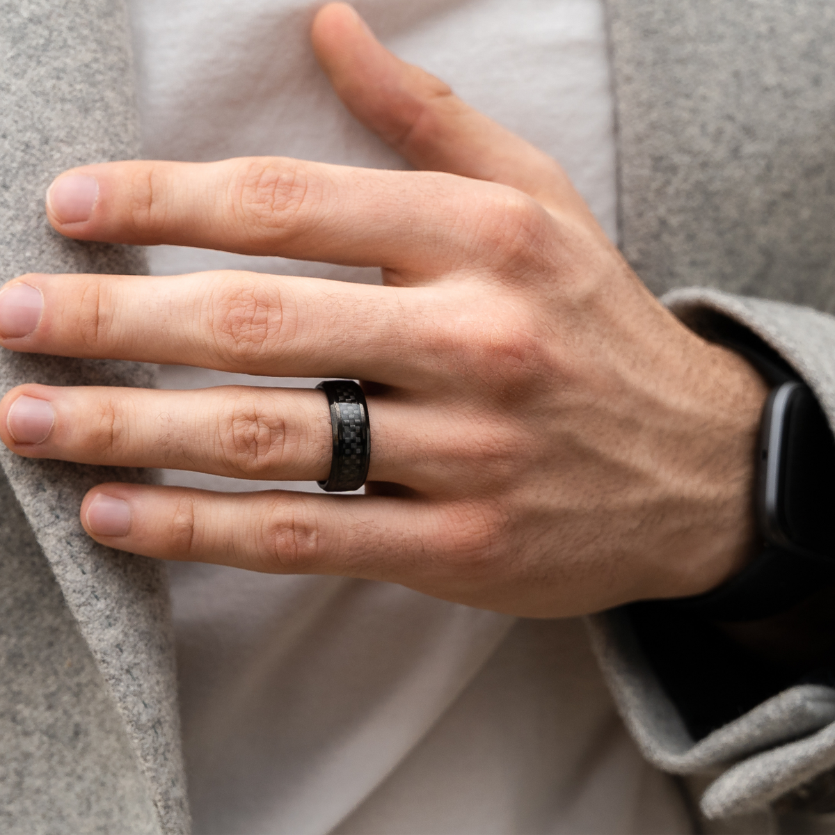 Men's Black Carbon Fiber Wedding Band