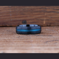 Men's Black and Blue Fishing Line Wedding Ring