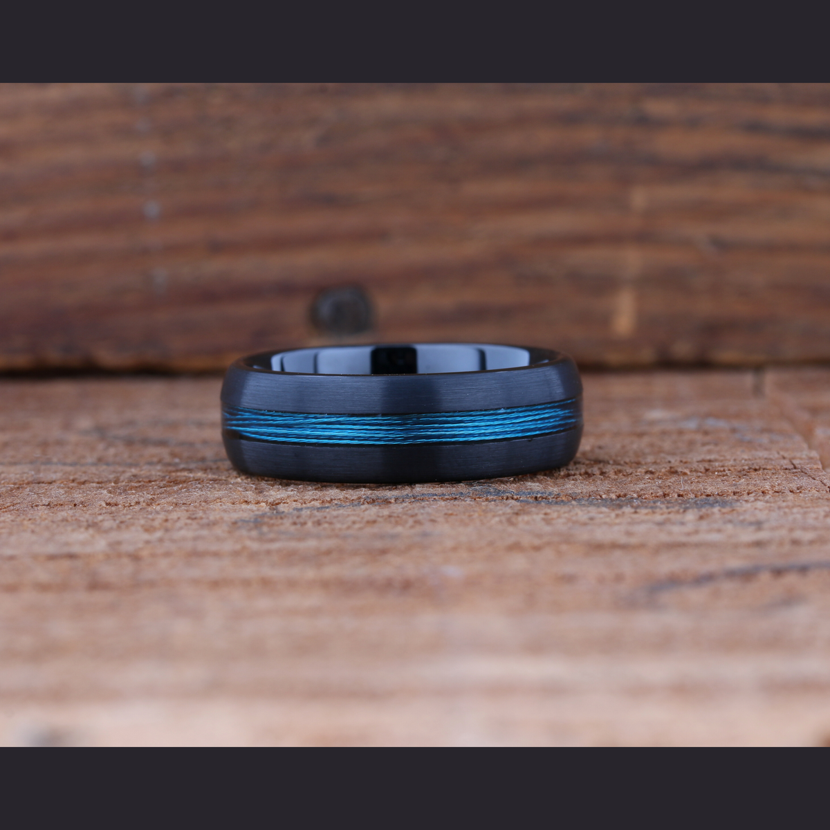 Men's Black and Blue Fishing Line Wedding Ring