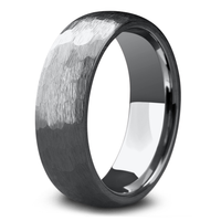 Mens Silver Hammered Wedding Band