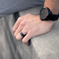Men's Modern Black Pipe Cut Wedding Band 2
