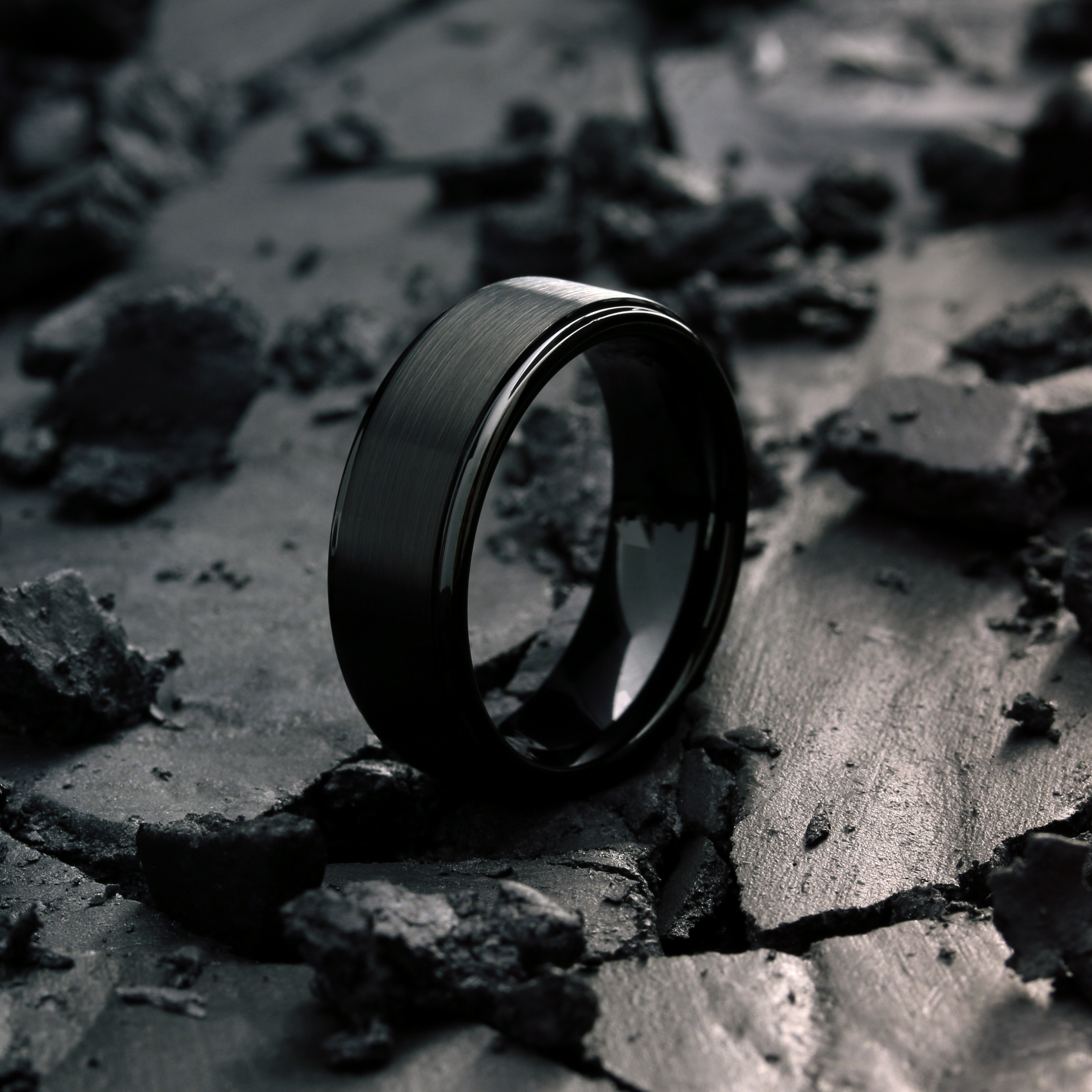 Men's Black Wedding Band | Modern Men's Wedding Band All Black