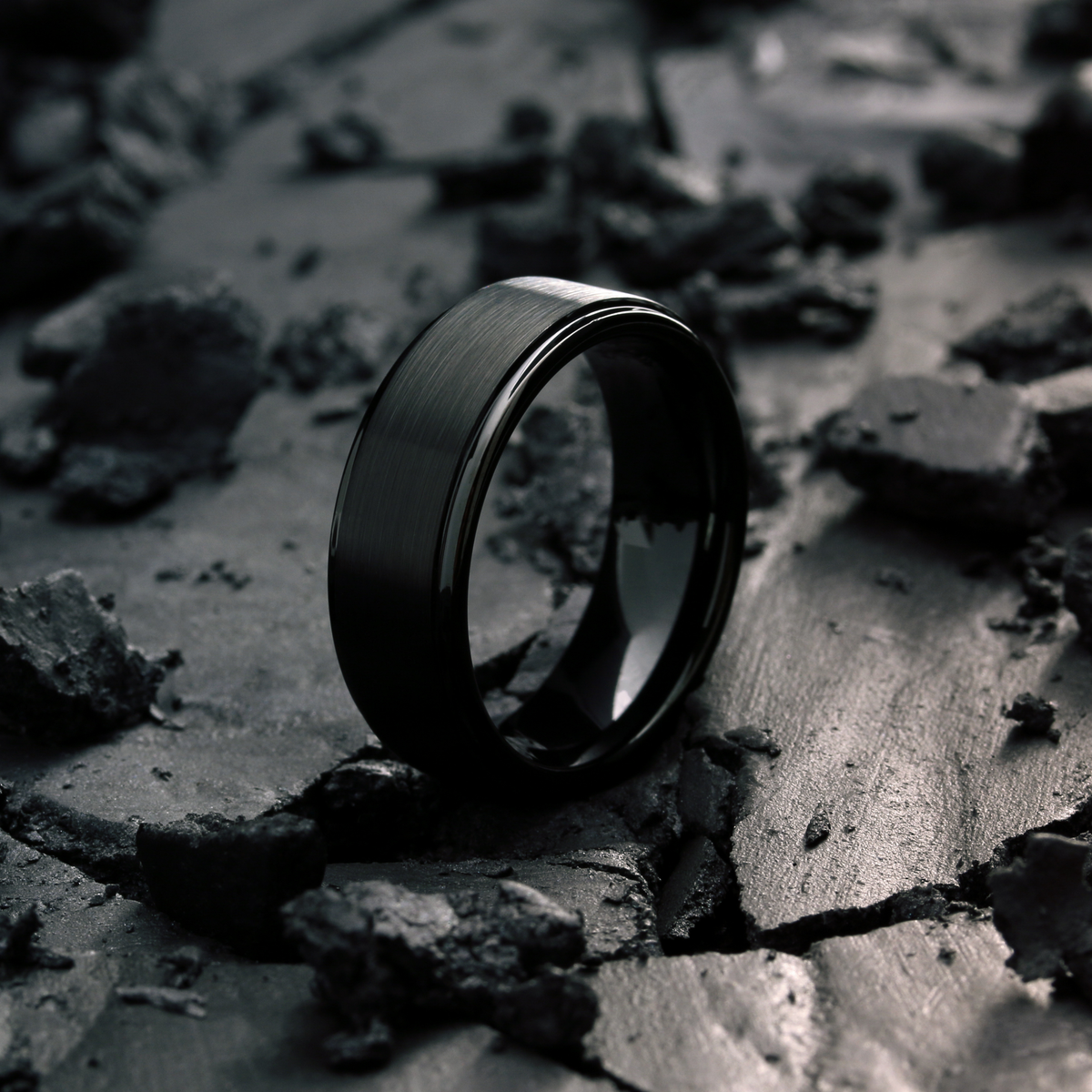 Men's Black Titanium Wedding Band - Modern Titanium Wedding Bands