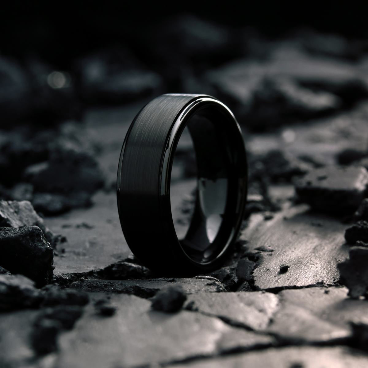 Men's Black Titanium Wedding Band - Modern Titanium Wedding Bands