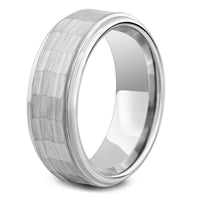 Mens Rustic Hammered Wedding Ring