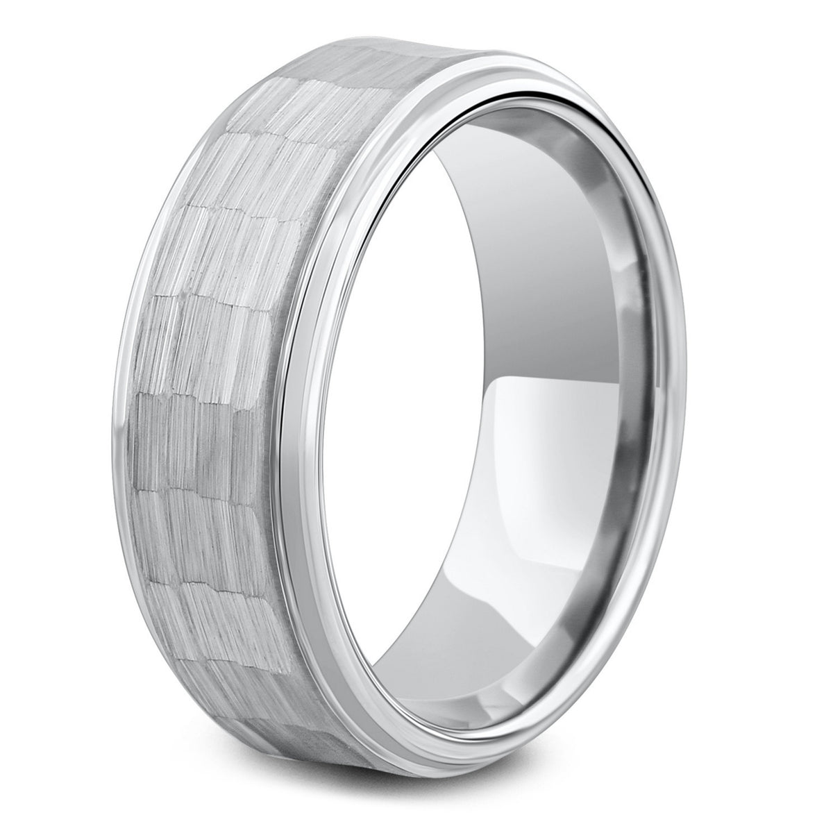 Mens Rustic Hammered Wedding Ring