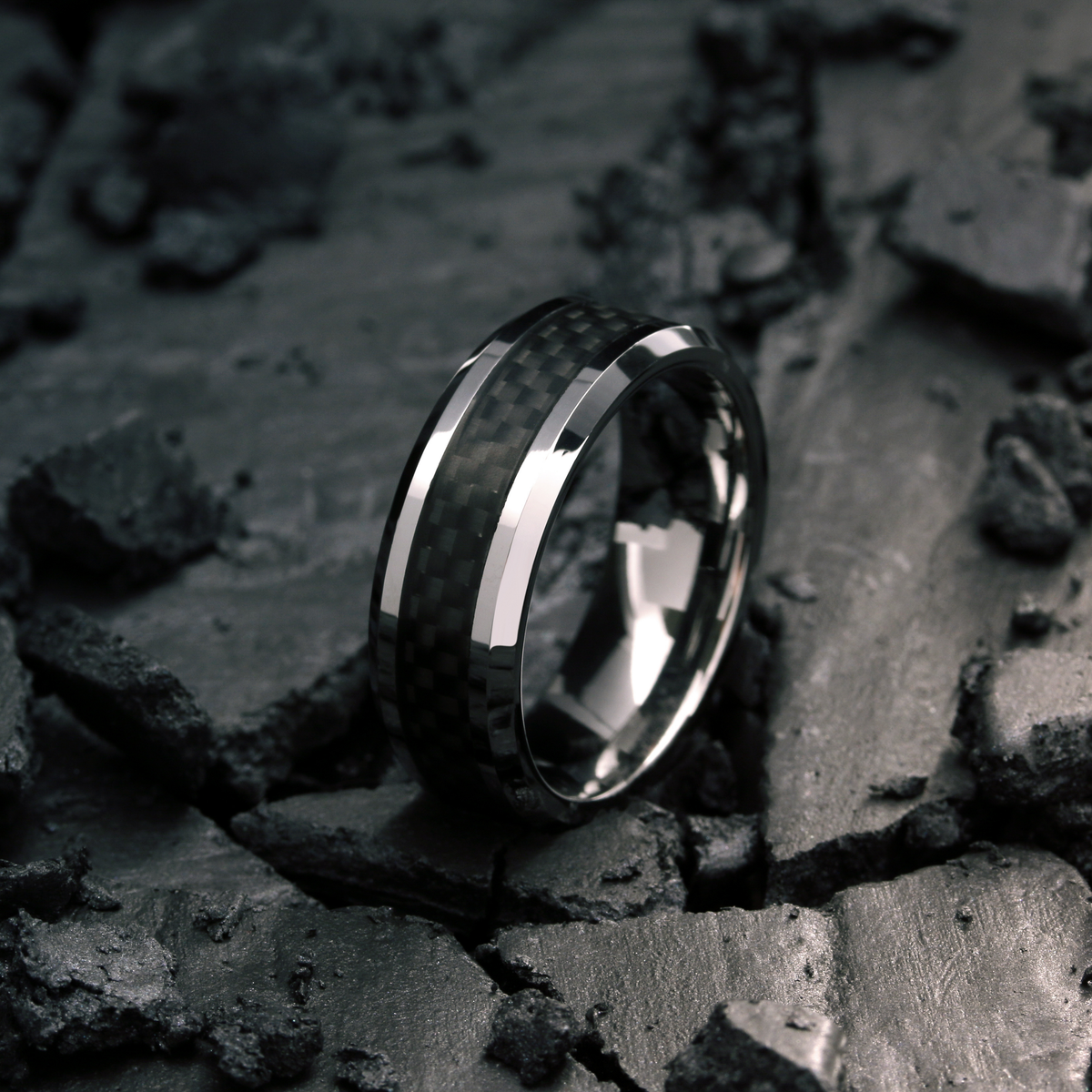 Black Woven Carbon Fiber Wedding Band