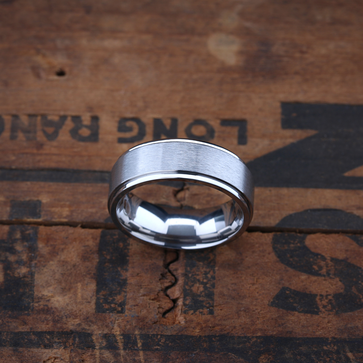 8mm Titanium Ring With Polished Outer Edges and a Matte Center