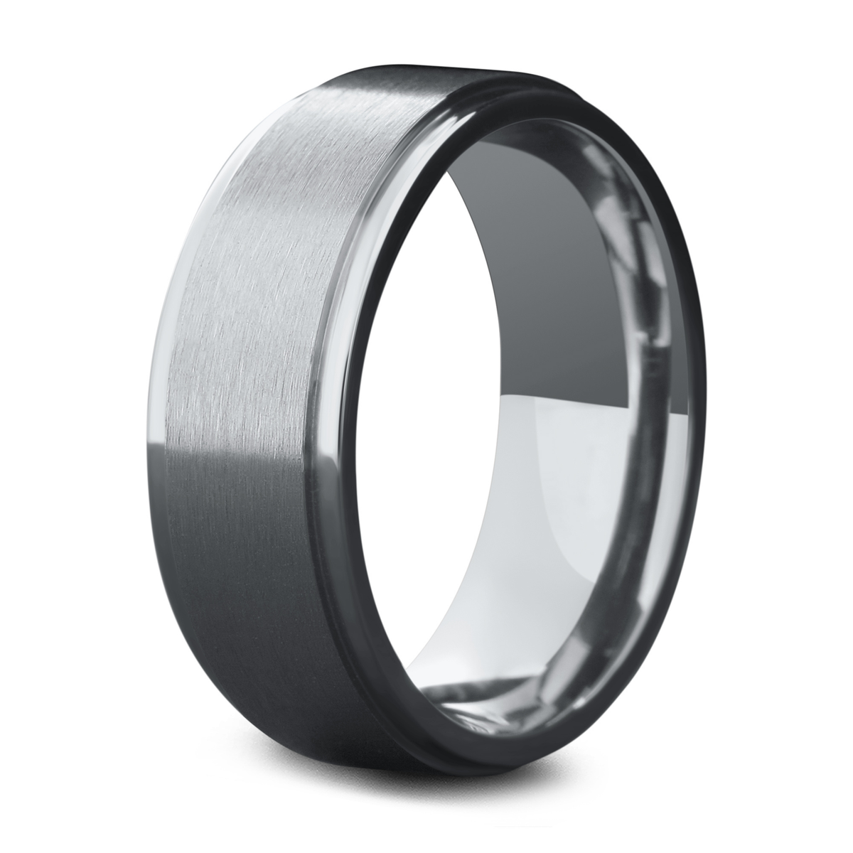 8mm Titanium Ring With Polished Outer Edges and a Matte Center