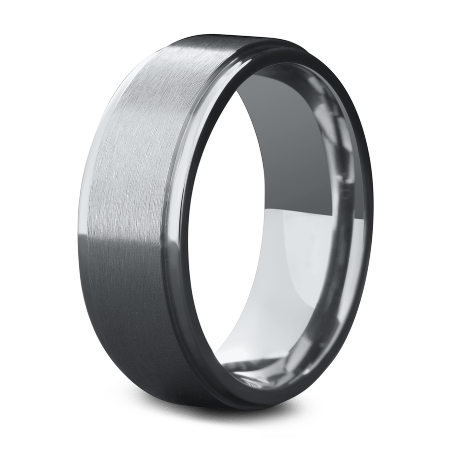8mm Titanium Ring With Polished Outer Edges and a Matte Center