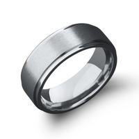 8mm Titanium Ring With Polished Outer Edges and a Matte Center