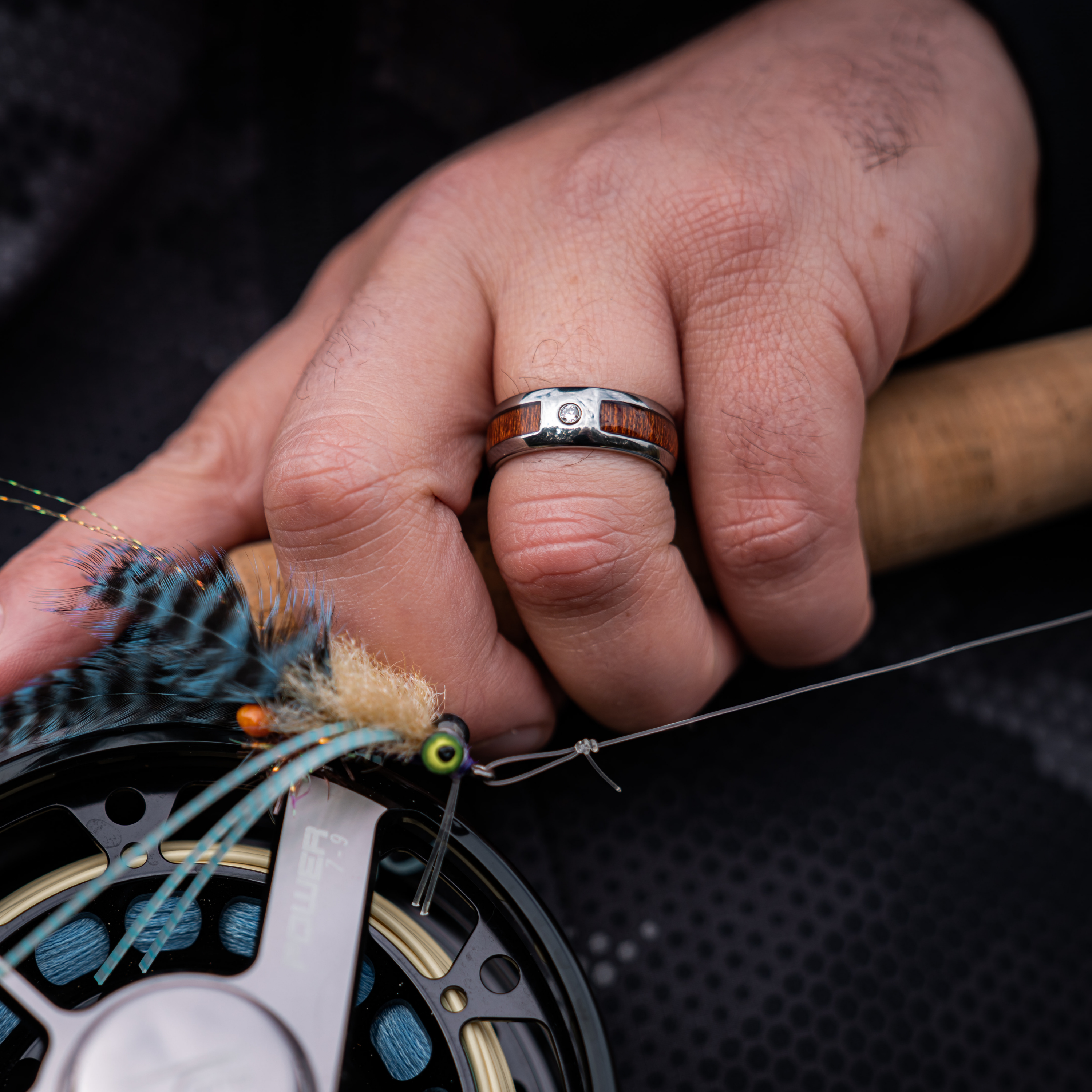 Men's Diamond and Wood Wedding Ring - Men's Wedding Rings With Wood and Diamond