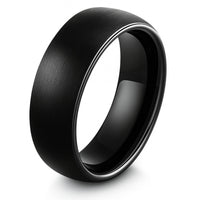 Men's All Black Brushed Tungsten Wedding Band - 8mm Width