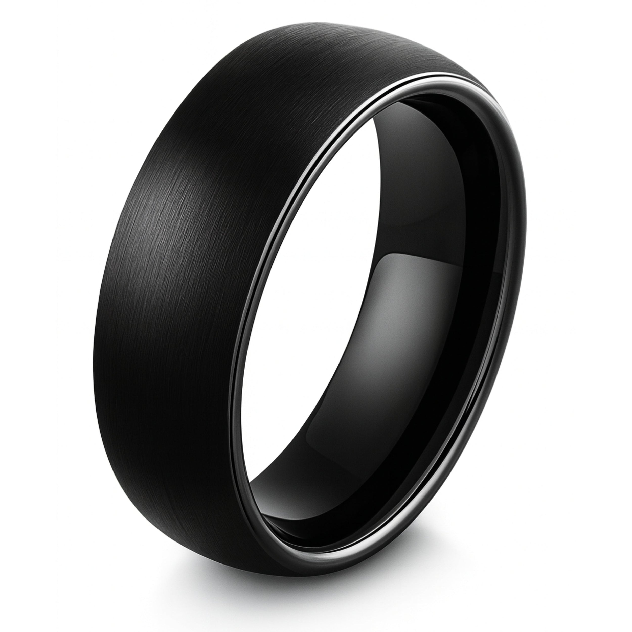Men's All Black Brushed Tungsten Wedding Band - 8mm Width