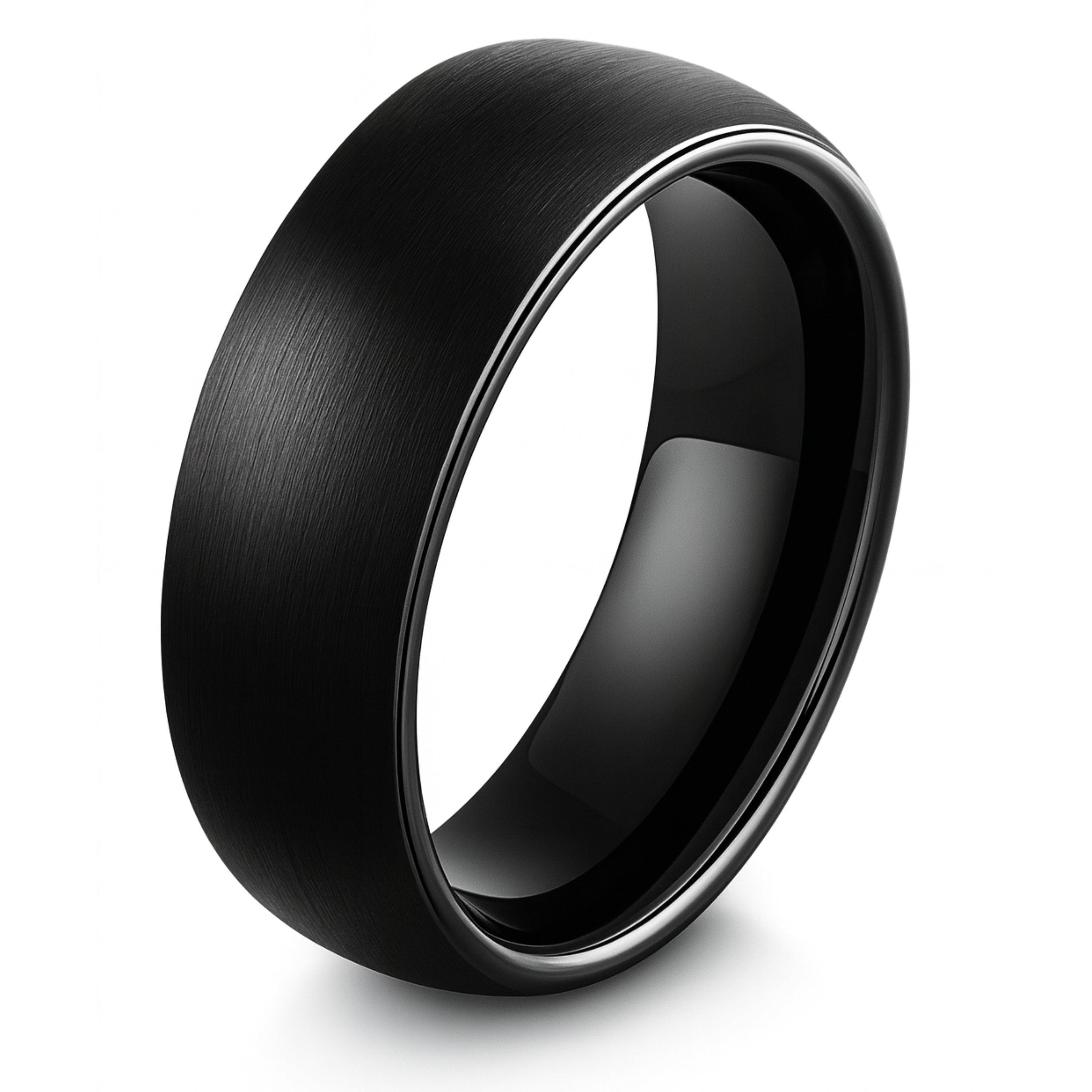 Men's All Black Brushed Tungsten Wedding Band - 8mm Width