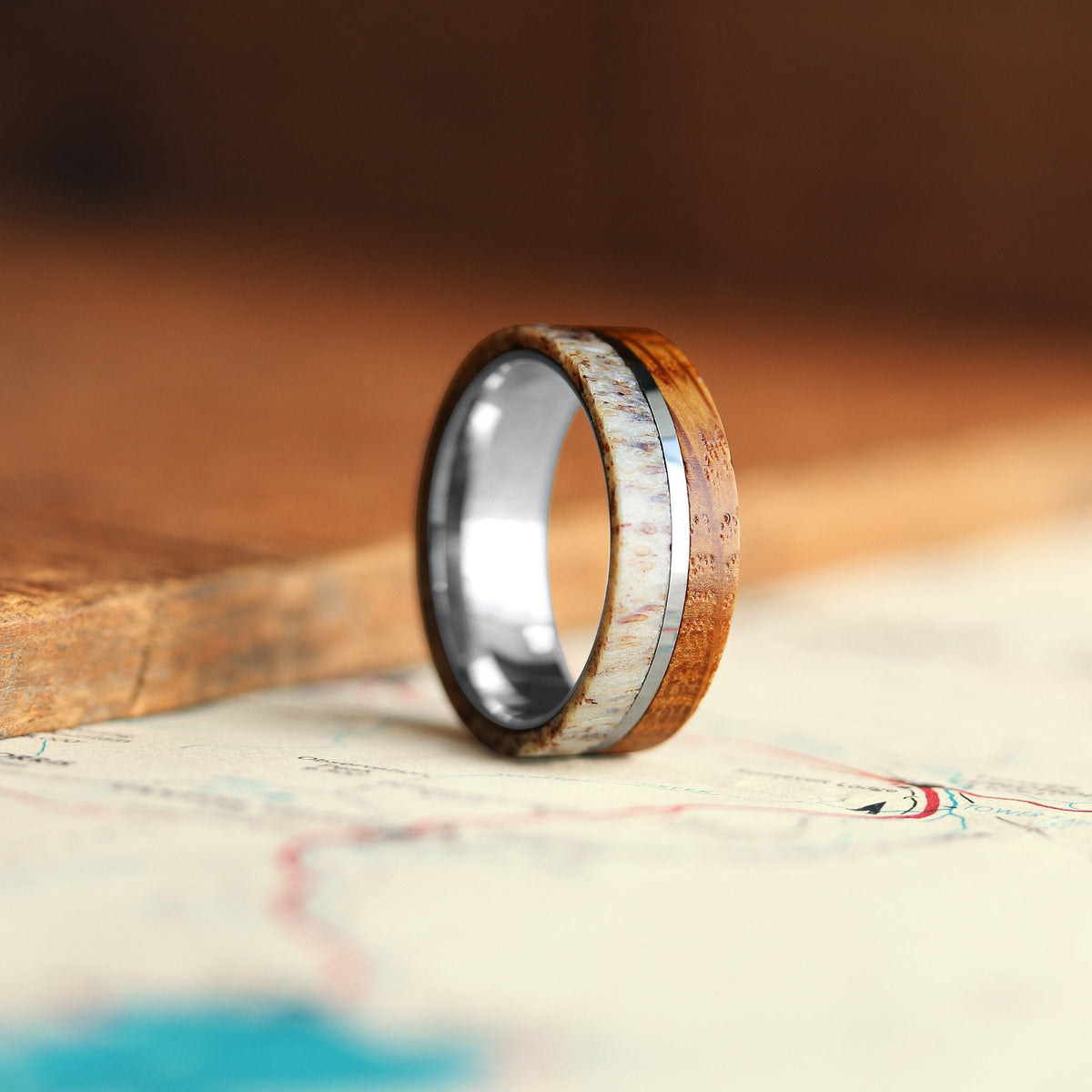 Men's Wooden Deer Antler Ring