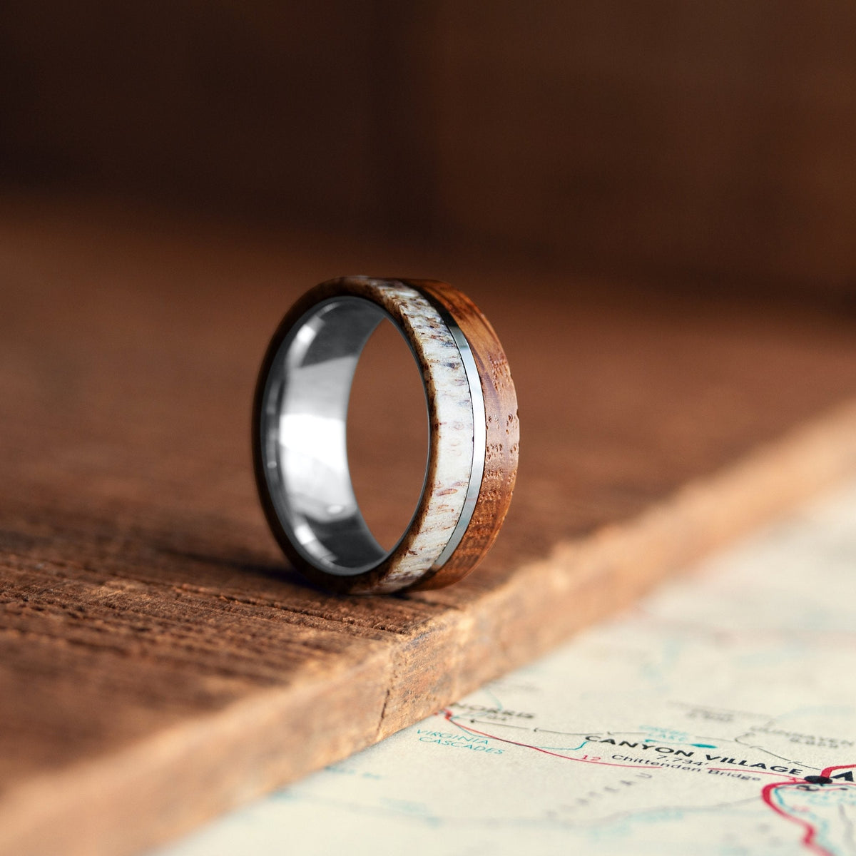 Men's Wooden Deer Antler Ring