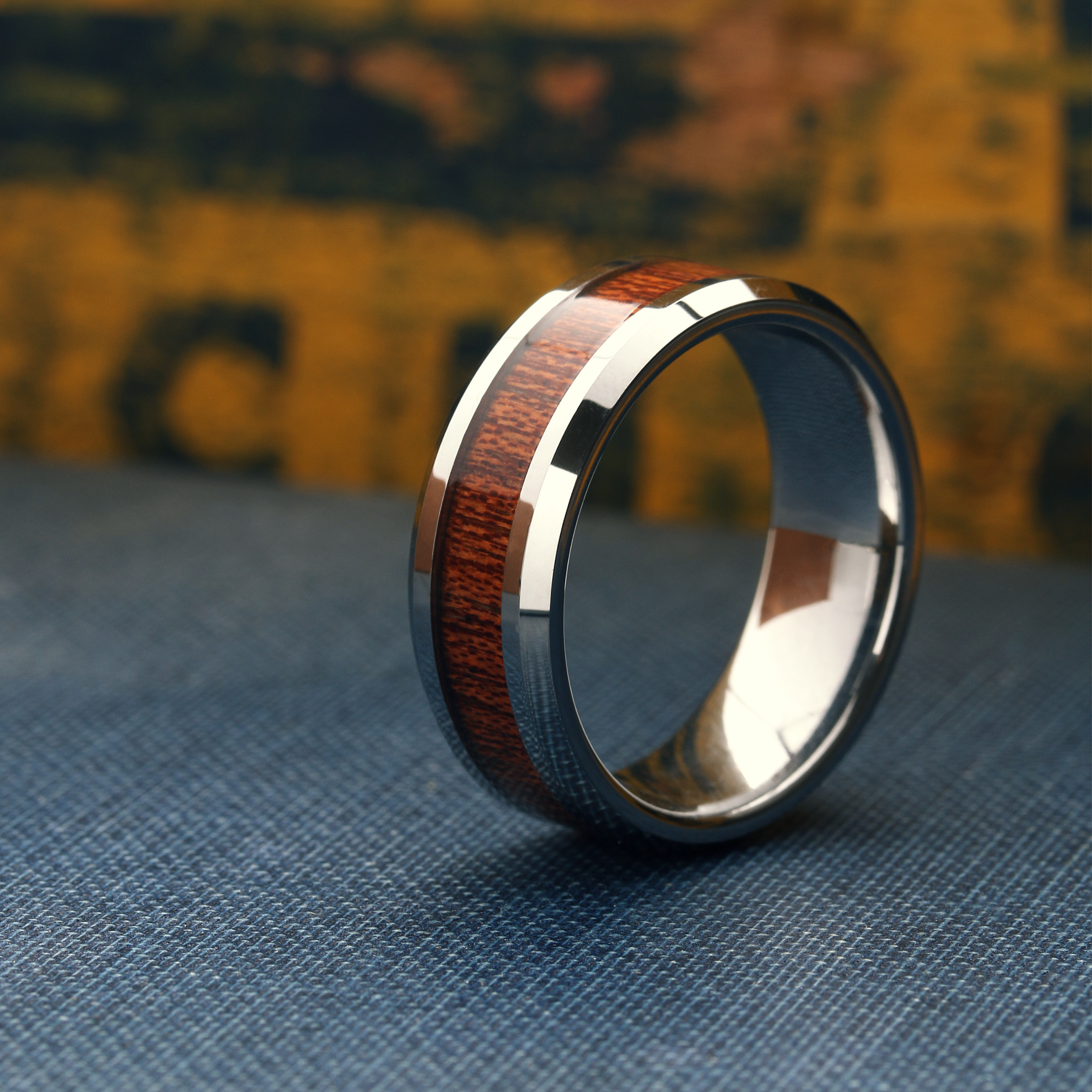 The Silver Yooper - Silver Tungsten Wood Ring