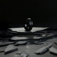 Mens Black Tungsten Wedding Ring With Satin/Brushed Center. 