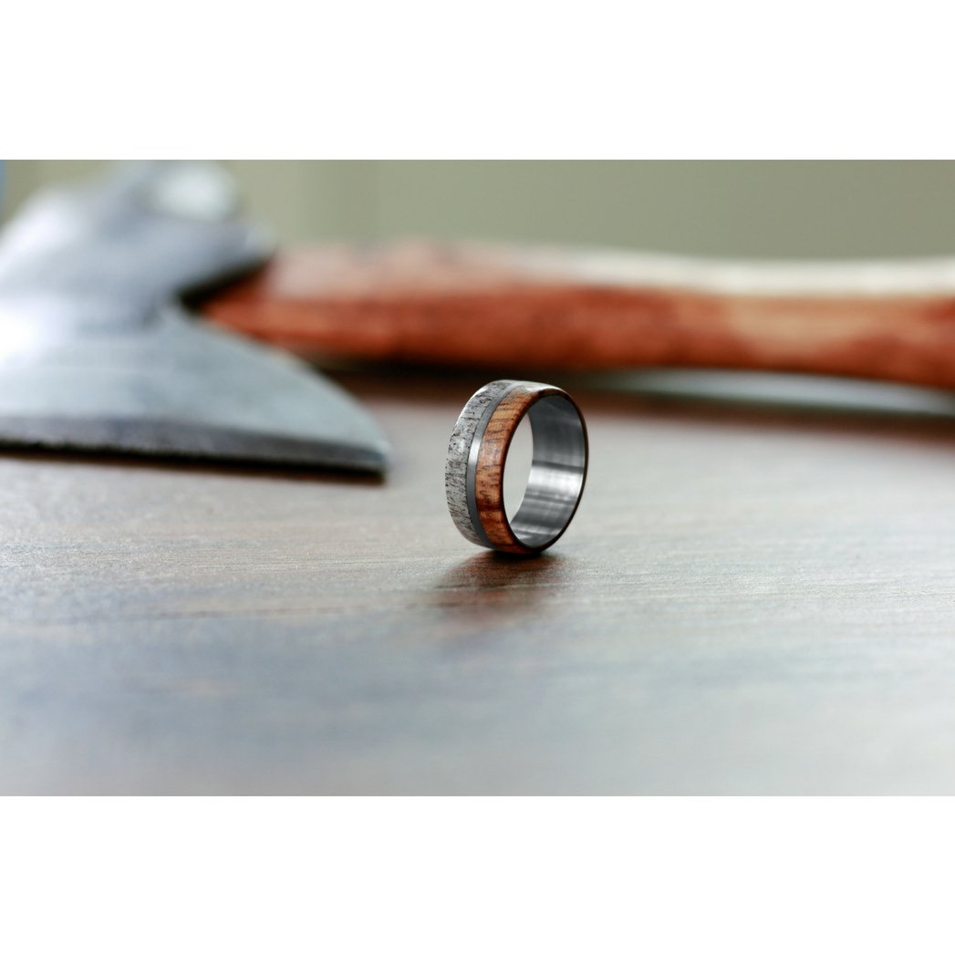 Mens Titanium Deer Antler Ring 