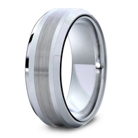 Mens Silver Tungsten Wedding Band