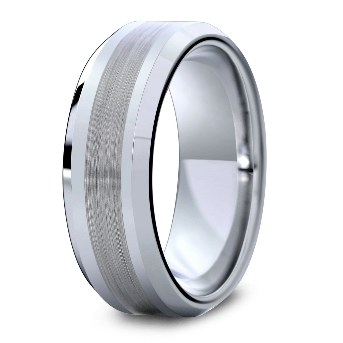 Mens Silver Tungsten Wedding Band