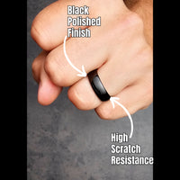 Midnight Maverick - Men's Black Polished Tungsten Wedding Band