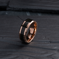 Men's Rose Gold Wedding Band With Carbon Fiber