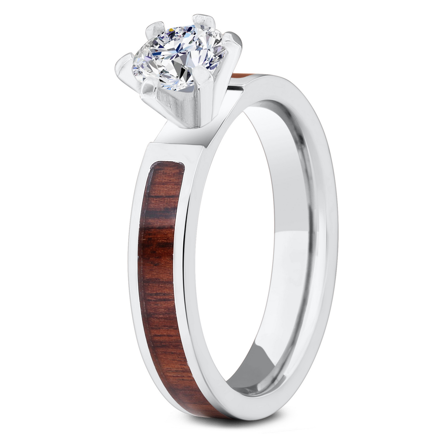 Women's Solitaire Diamond Wood Ring 