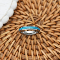 Women's Opal Wedding Band Made Out Of Tungsten - Add Engraving