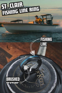 Men's Blue and Black Fishing Line Ring
