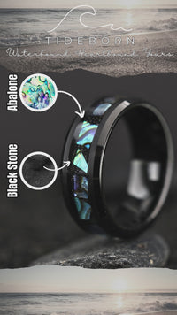TiedBorn Men's Wedding Band With Crushed Stone and Abalone Chips